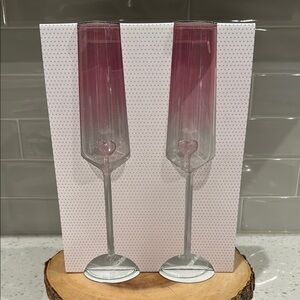 Cupcakes & Cashmere Heart Ombre Glass Flutes